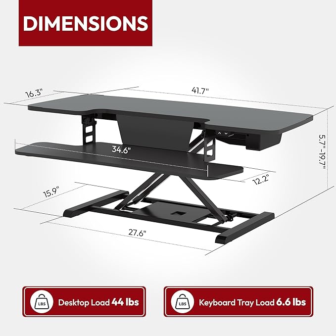 SANODESK 42" Electric Standing Desk Converter, Height Adjustable Riser - Image 2