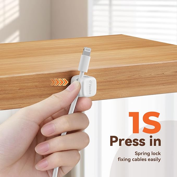 Yocice 12Pack Rotatable Cord Organizer, Spring Cable Clips Desk Cable - Image 5