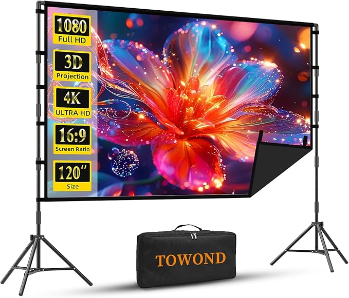 Outdoor Projector Screen with Stand, TOWOND 120 inch Portable Projector Screen by TOWOND-JLFOfficial