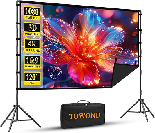 Outdoor Projector Screen with Stand, TOWOND 120 inch Portable Projector Screen by TOWOND-JLFOfficial