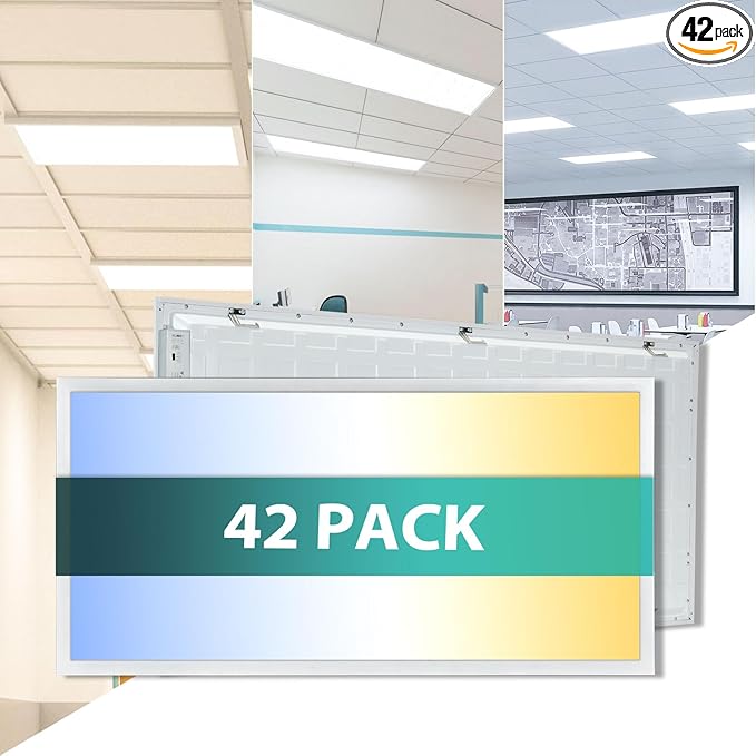 VocgoUU 42-Pack 2x4 LED Flat Panel Light Drop Ceiling, 0-10V Dimmable, 5000K by VocgoUULighting