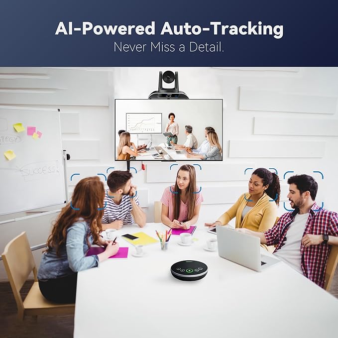 TONGVEO 4K Conference Room Camera System, AI Auto-Tracking PTZ Camera 5X - Image 4