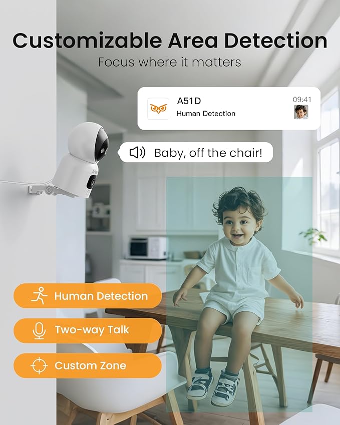 Anlapus 4 x A51D 4MP Dual Lens Indoor Security Camera, Motion Detect, Auto Track - Image 7
