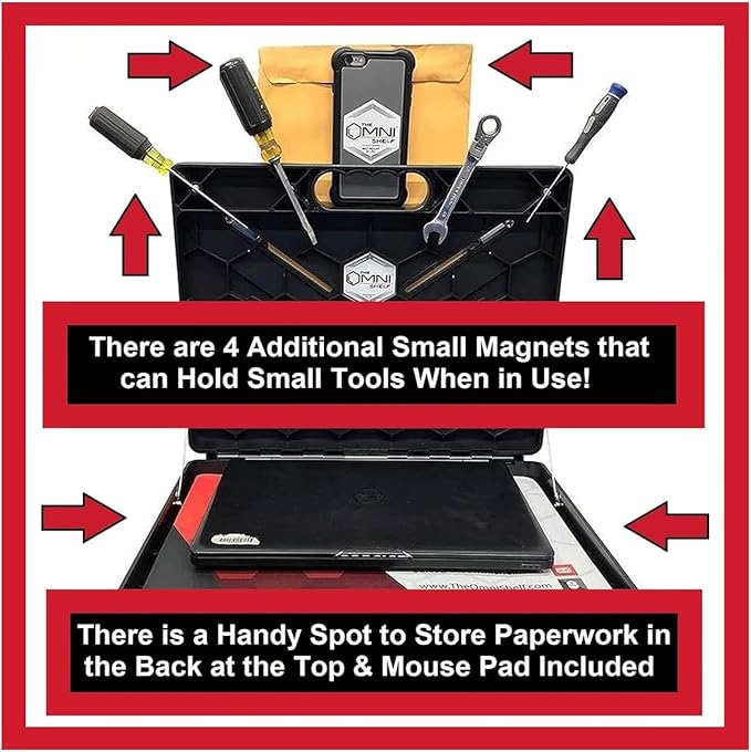 The OmniShelf Magnetic Portable Workstation + Toolbox, Computer & Laptop Stand - Image 5