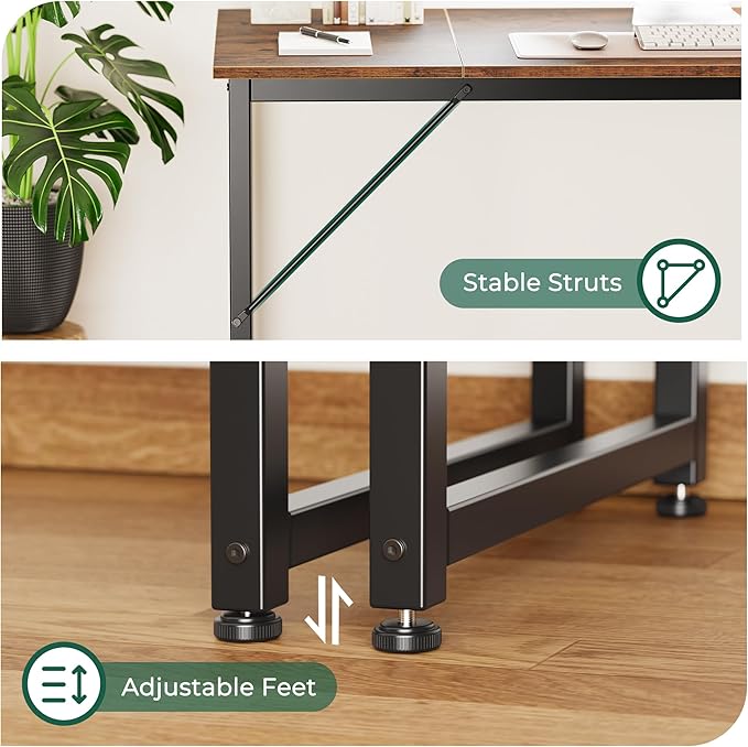 Huuger Computer Desk, 63 Inch Office Desk, Gaming Desk - Image 9