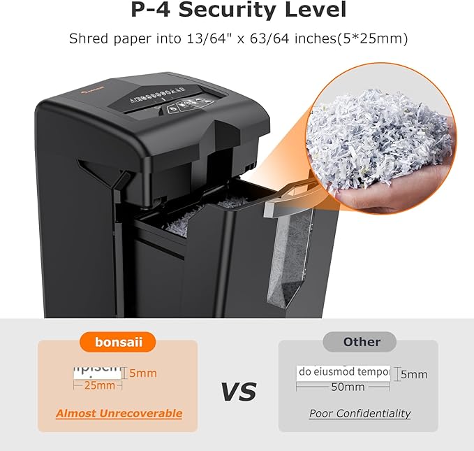 Bonsaii Heavy Duty Paper Shredder, 20 Sheet 40 Mins Large Office Crosscut - Image 4
