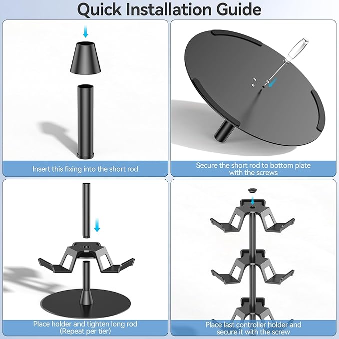 Headset Stand 4 Tiers for Desk, Rotatable Gaming Controller Stand for - Image 5