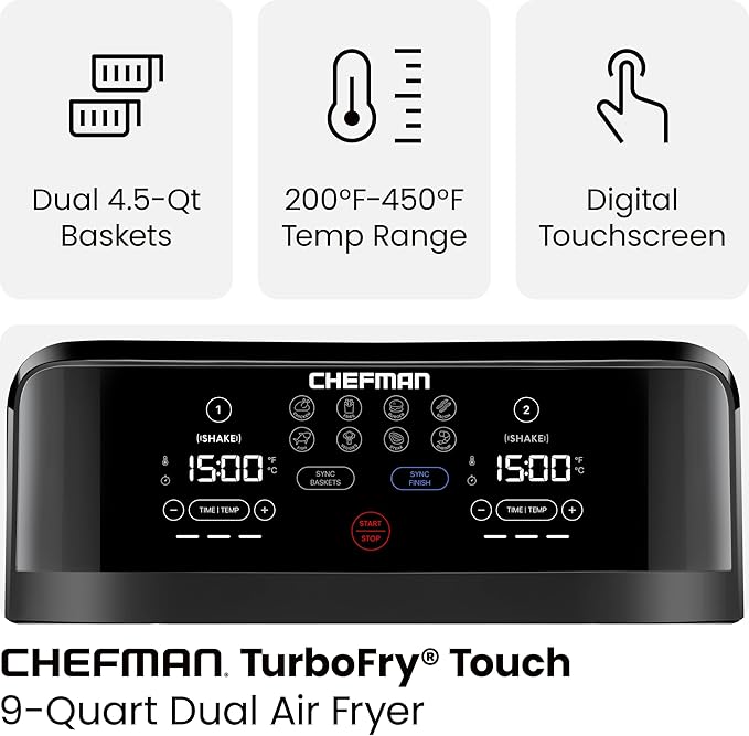 Chefman TurboFry Touch Dual Air Fryer, Maximize The Healthiest Meals - Image 3