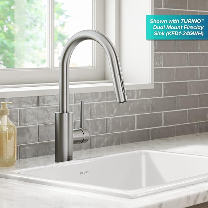 Kraus Oletto Spot Free Stainless Steel Dual Function Kitchen Faucets - Image 3
