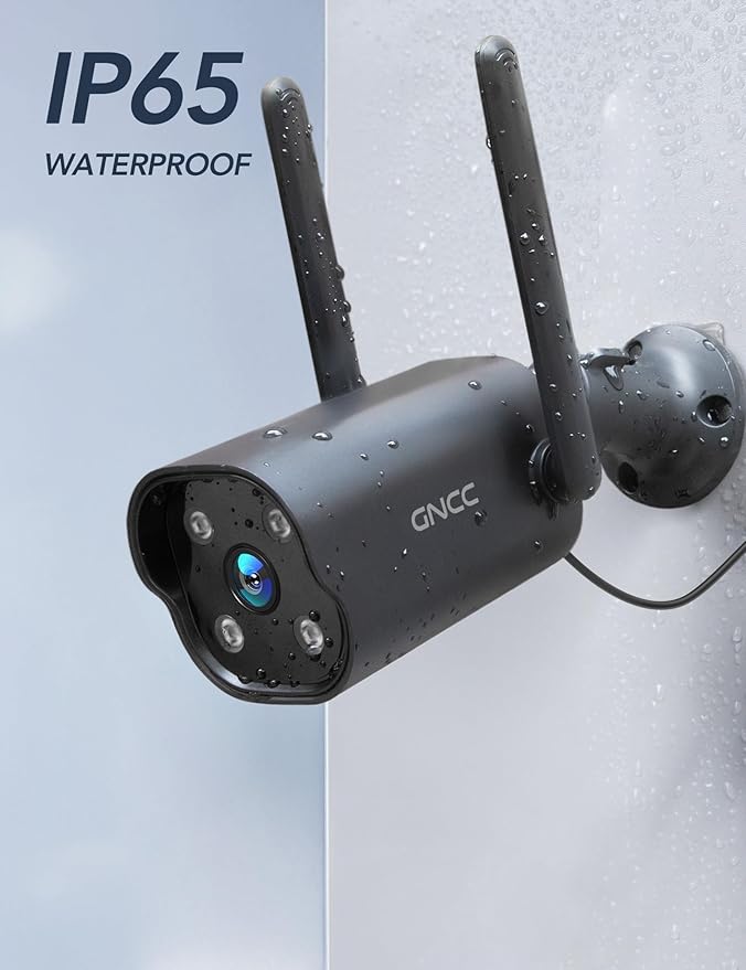 GNCC 2K Outdoor Security Camera, IP65 Weatherproof, Night Vision, Motion Sound - Image 2