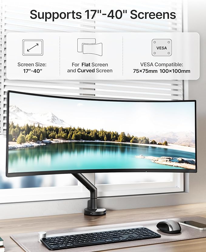 monTEK Single Monitor Arm with USB - Image 2