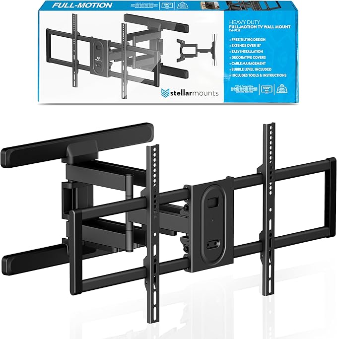 Heavy Duty Dual Arm Articulating TV Wall Mount Bracket by Stellar+Mounts