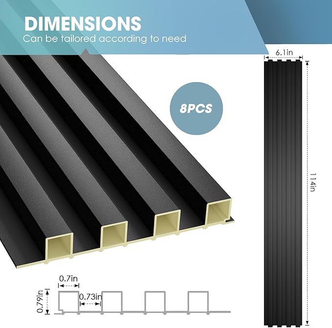 OUZUGIE WPC Acoustic Slat Wall Paneling, Living Room, TV Background, Study Room - Image 3