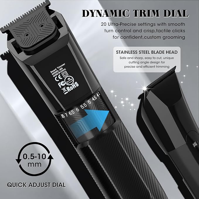 QREEYX Beard Trimmer for Men Groin & Body Hair Trimmer, Nose & Ear Clipper Head - Image 2
