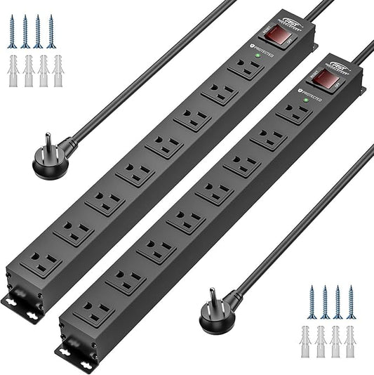 CRST 2 Pack 8 Outlet Metal Heavy Duty Power Strip by CRST
