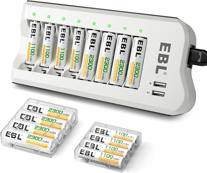 EBL AA 2300mAh and AAA 1100mAh Ni-MH Rechargeable Batteries and AA AAA by EBL