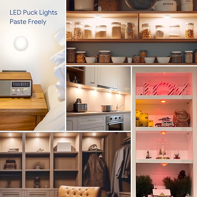 Yiliaw 6 Pack LED Puck Lights Remote Control 16 Color Changeable Under Cabinet - Image 7