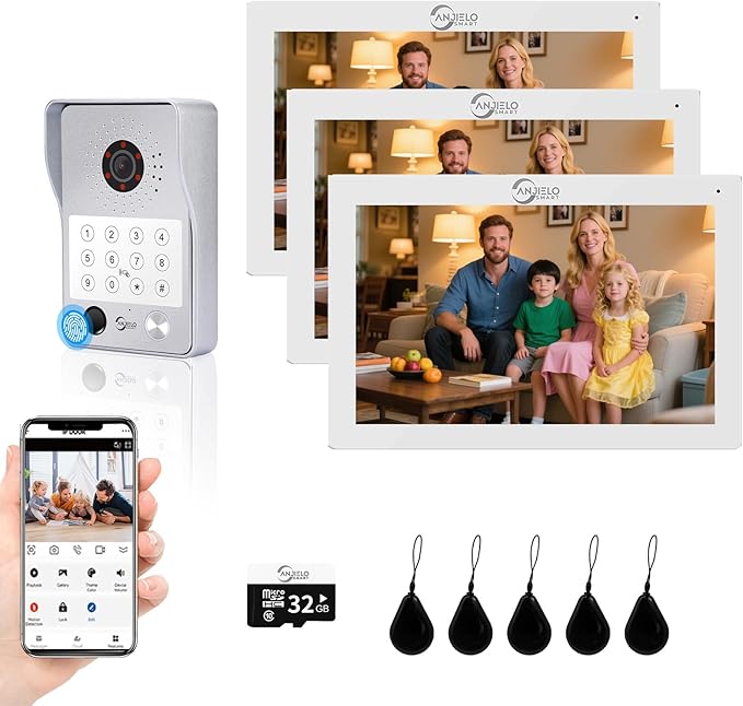 Wired Video Door Phone Apartment Intercom System, 7 Inch Touch Monitor by ANJIELOSMART