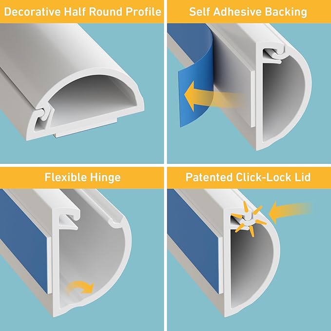 D-Line Half Round Cord Hider, Patented Cable Cover, Hide TV Wall Mount Wires - Image 2