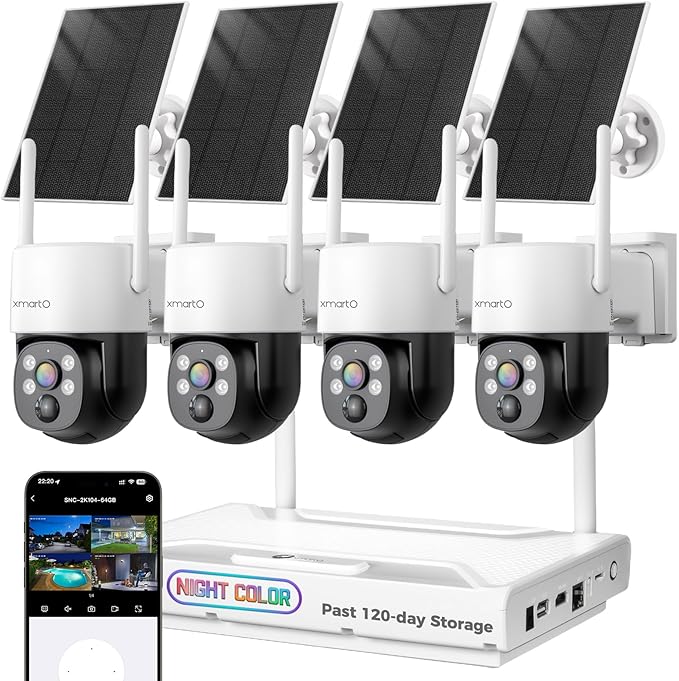 XMARTO 2K HD Wireless Solar Security Camera System by xmartO