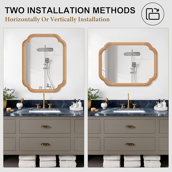 Natural Wood Framed Mirror, 18X24 Inch Bathroom Mirror - Image 7