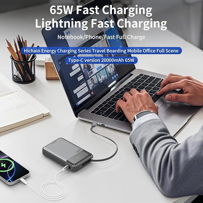 Hichain Laptop Power Bank 65W 20000mAh Portable Charger - Image 2