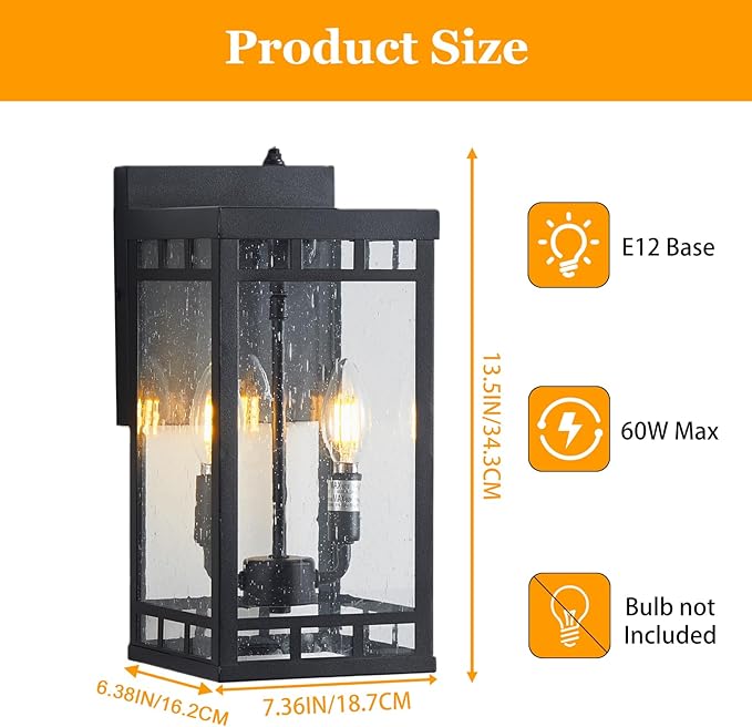 13.5” Dusk to Dawn Sensor Outdoor Wall Lights - Image 2