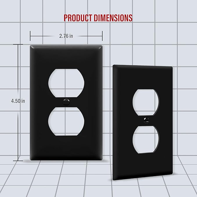 ENERLITES Duplex Receptacle Outlet Wall Plate, Size 1-Gang 4.50" x 2.76" - Image 2