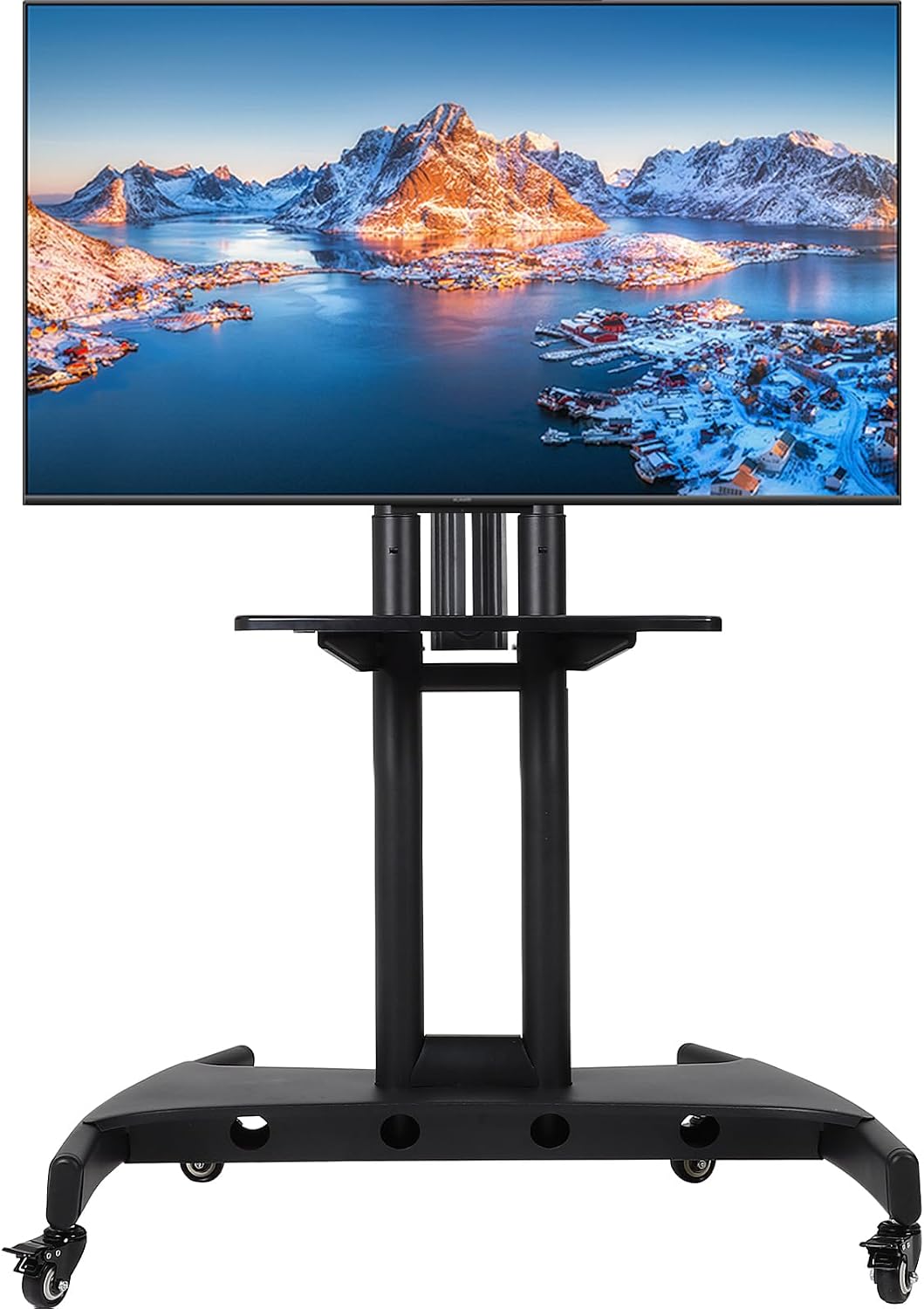 GCCSJ Rolling TV Stand with Adjustable Shelf，Portable TV Stand on Wheels