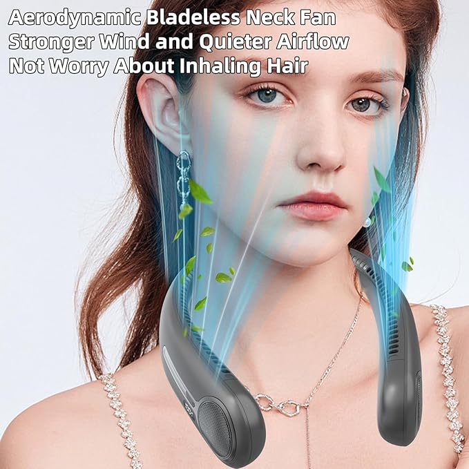 Kinhowly Portable Neck Fan, Hands Free Personal Wearable Bladeless Fan - Image 7