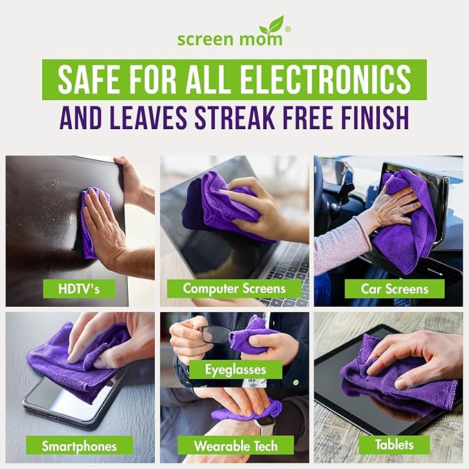 Screen Mom Screen Cleaner Spray and Microfiber Cloth 2-Pack Screen Cleaner - Image 3