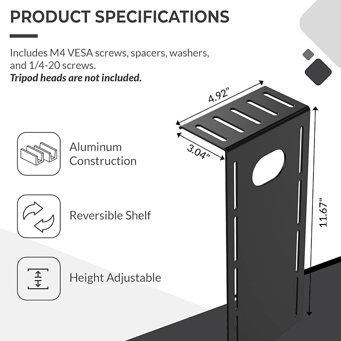 HumanCentric DSLR Monitor Mount Small, Desk Camera Mounting, Light Webcam - Image 3