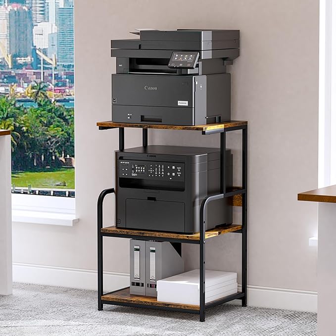 Arbuxzuy Printer Stand with Storage Shelf, 3 Tier Printer Cart with Wheels by Arbuxzuy