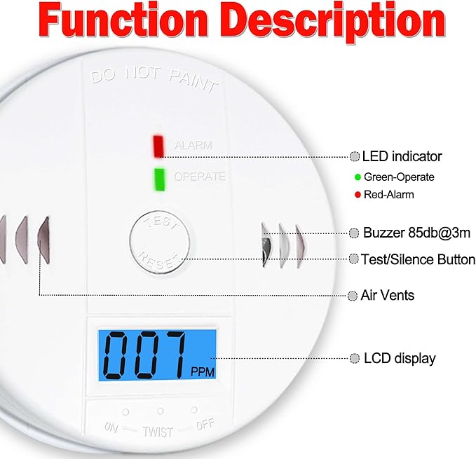 3 Pack Carbon Monoxide detectors, co Detector, Carbon Monoxide Alarm Detector - Image 5