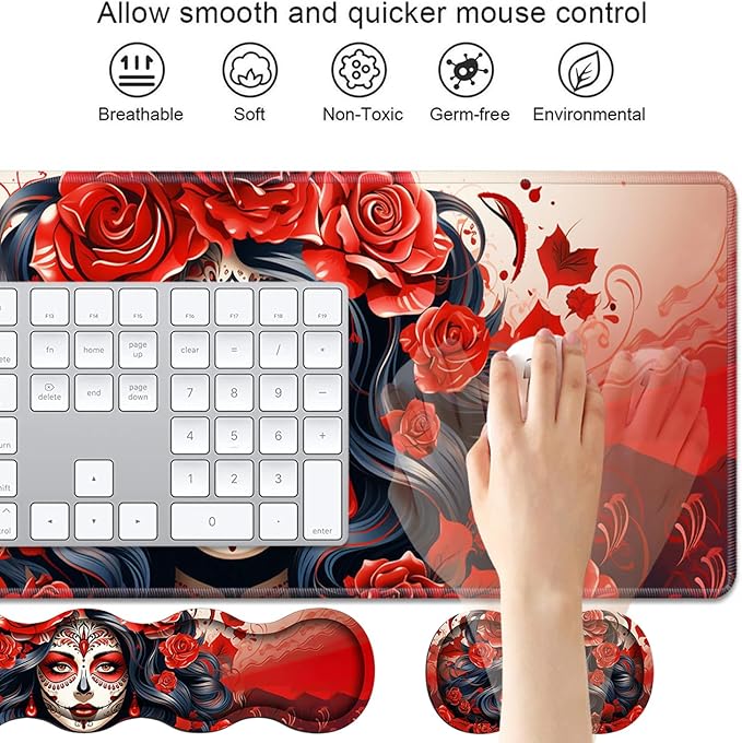 4 in 1 Ergonomic Keyboard Wrist Rest & Mouse Pad Wrist Rest Set, Large XXL - Image 3