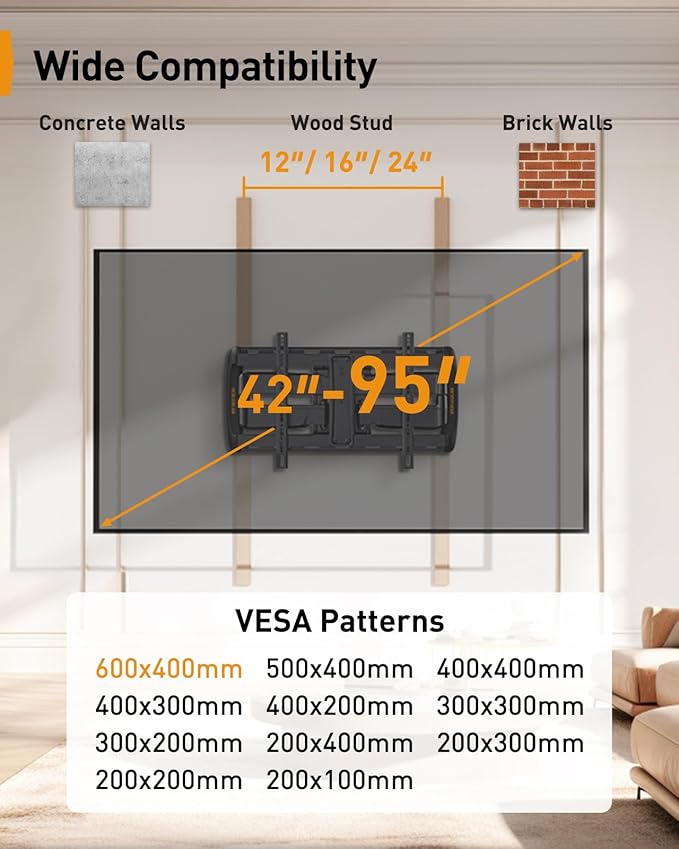 Perlegear Full Motion Sliding TV Wall Mount - Image 2