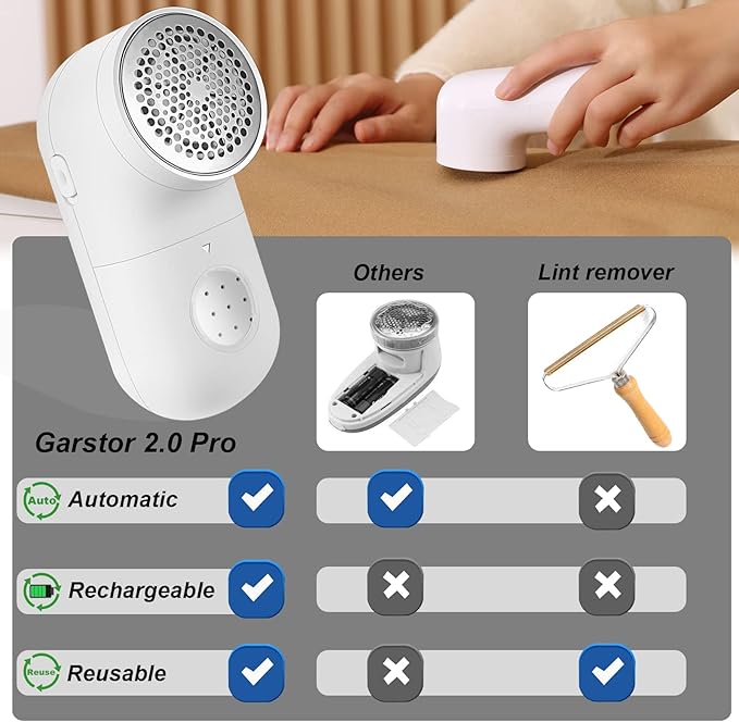 Garstor Fabric Shaver, Electric Lint Remover, 2.0 USB Rechargeable Fabric - Image 3