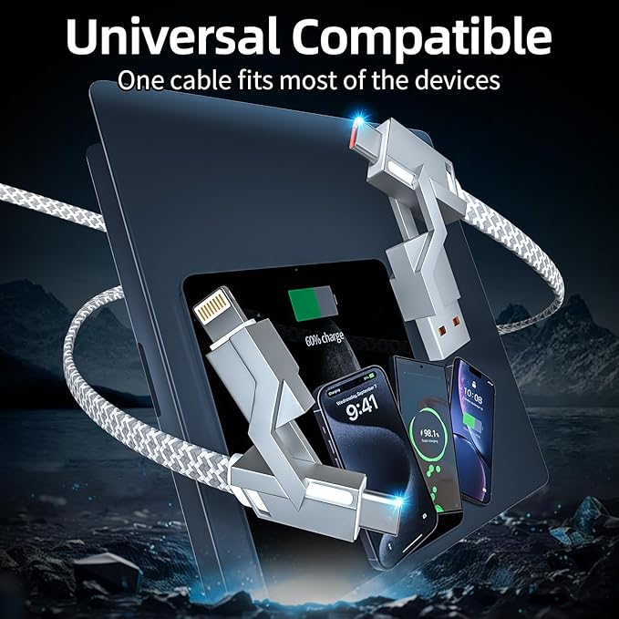 66W 4 in 1 Charging Cable, Fast Multi Charging Cable 5FT, USB C Cable Fast - Image 5