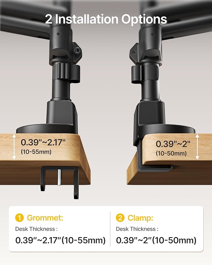 monTEK Dual Monitor Stand with USB Up to 35" Screens, Tall Post Mounted Monitor - Image 5