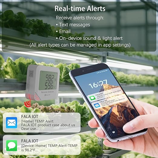 FALA IOT WiFi Temperature & Humidity Monitor, No Subscription 24/7 Remote Temp - Image 4