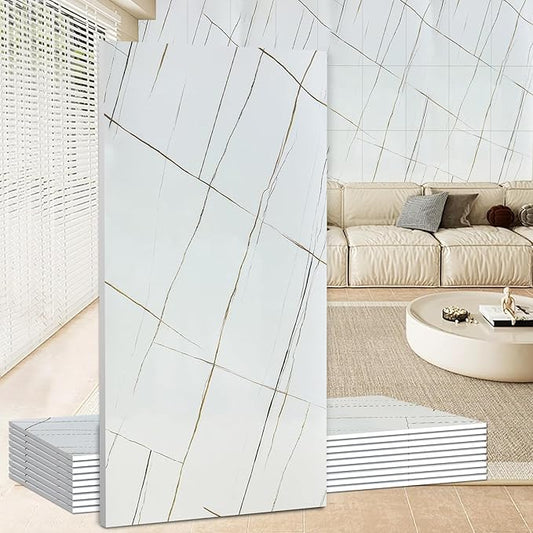 Wall Panels Peel and Stick，PVC Imitation Artificial Marble Tiles Sticker，10 pcs by Unknown
