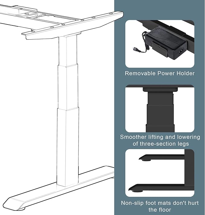 Fromann Dual Motor Electric Standing Desk Frame 3 Tier Legs Height Adjustable - Image 5