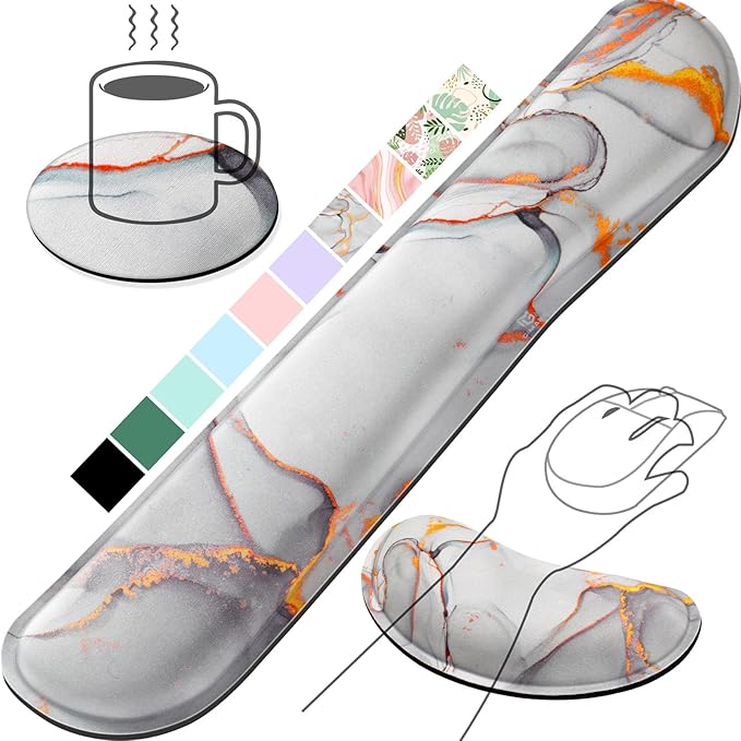 Gimars Upgrade Enlarge Gel Memory Foam Set Keyboard Wrist Rest Pad, Mouse Wrist by Gimars