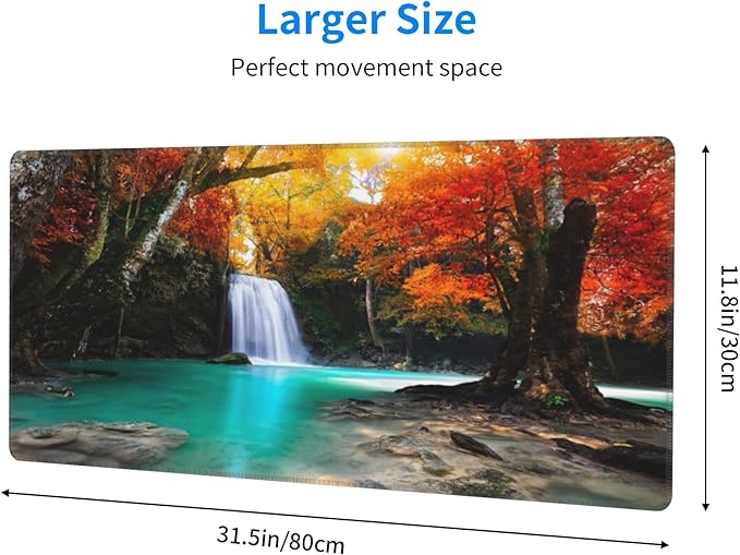 Deep Forest Waterfall Extended Big Mouse Pad Large, XL Gaming Mouse Pad Desk Pad - Image 3