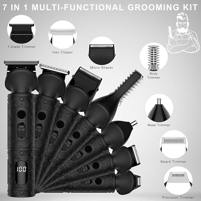 Scttomon Beard Trimmer for Men Professional Mens Beard Grooming Kit T-Blade - Image 2