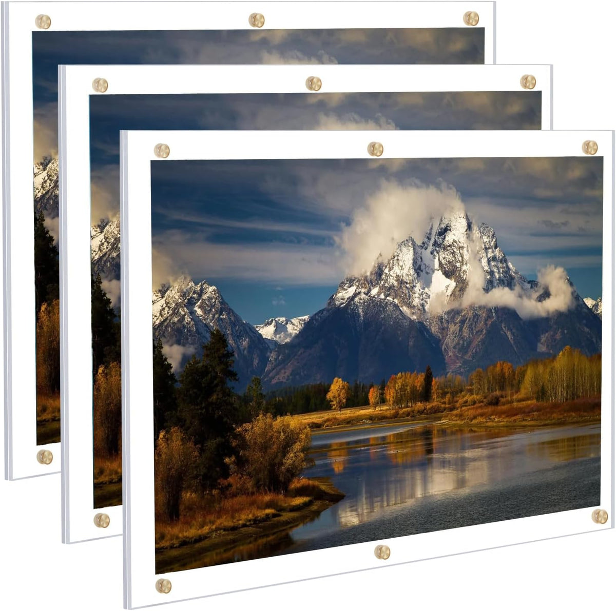 Kalami 3Pack 16x20 Clear Acrylic Wall Mount Picture Frame Self Adhesive