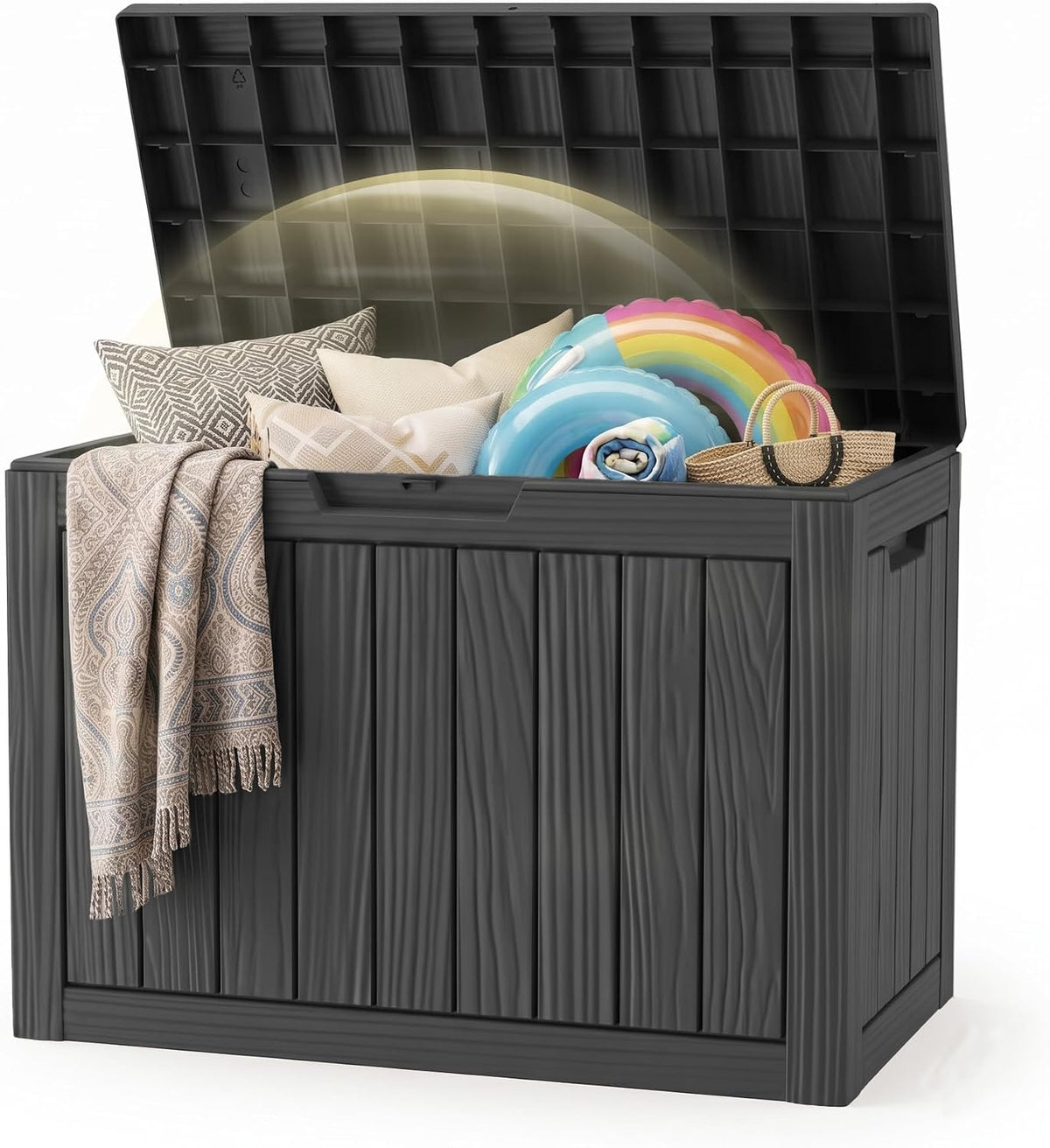 drato 60gal weatherproof resin deck box, black lockable, main product view