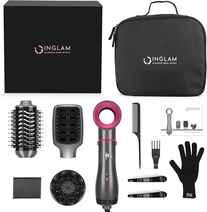 IG INGLAM 4 in 1 Hot Air Brush, Negative Ion Detachable Hair Styler & Volumizer - Image 8
