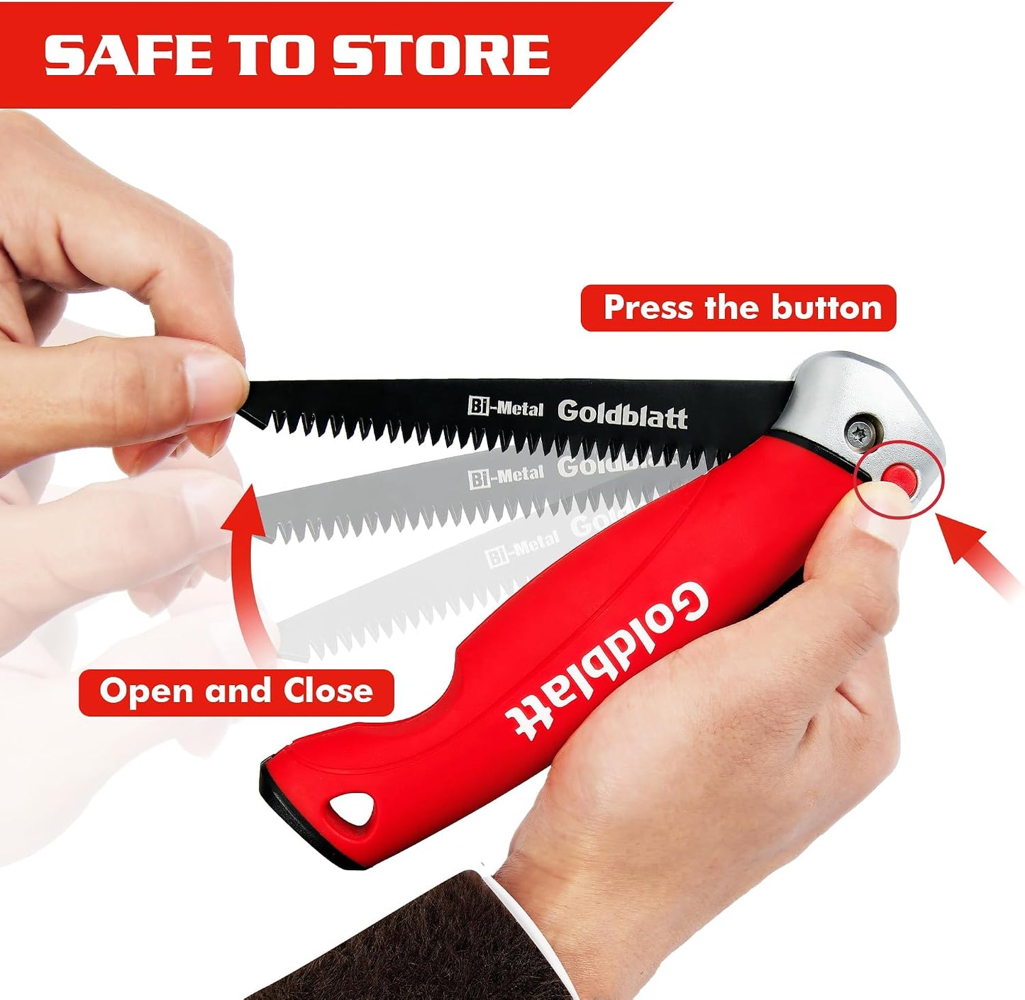 Goldblatt Folding Drywall Saw, 5-Inch Jab Saw for Wallboard, Plywood & PVC | Foldable 5-Inch Blade, Bi-Metal Blade, 8 TPI Triple-Ground Teeth, Faster Cutting, Sharp & Clean Cuts, Soft Grip Handle