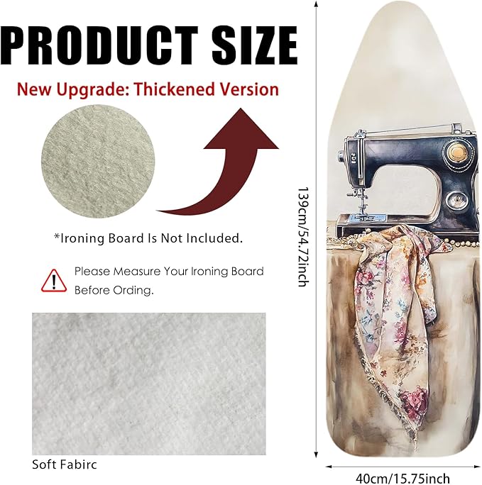 Nuxovilar Ironing Board Cover Needle Cotton 15x54 Inches | Ironing Board Cover - Image 3